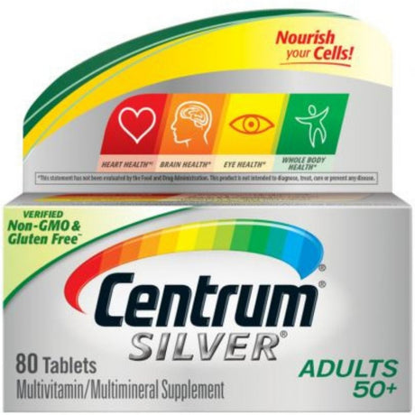 Centrum Silver Multivitamin/Multimineral for Adults 50+, Tablets 80 Ea (Pack of 3)