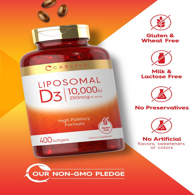 Liposomal Vitamin D3 | 10,000Iu | 400 Softgels | High Potency | by Carlyle