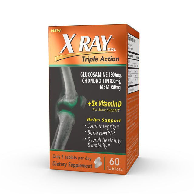 X Ray Triple Action Joint Health Supplement, Glucosamine Chondroitin, MSM, Vitamin D, 60 CT