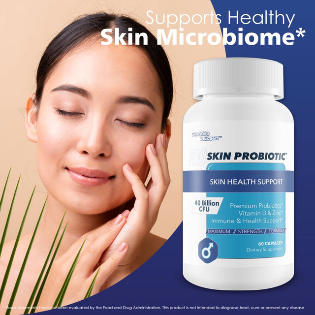 Pro Skin Probiotic - Skin Health Supporting Probiotic with Immune Support - Promote Healthy Skin Microbiome from inside Out - Health Starts in the Gut - Support Reduced Breakouts, Redness, & Puffiness