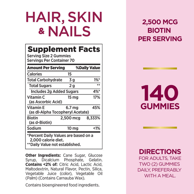 Nature'S Bounty Hair Skin and Nails Vitamins with Biotin, Gummies, 140 Ct