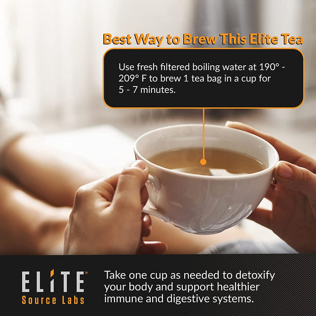 Elite Detox Tea: Natural Organic 7-Herbal Blend for Gentle Cleansing as Needed. Bloating Tea. Constipation Tea - 14 Loose Leaf Tea Bags - Boost Your Digestive Health, Made in USA