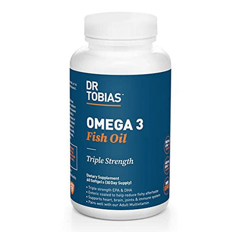 Dr. Tobias Omega 3 Fish Oil, Triple Strength, Supports Brain & Heart Health, 2000 Mg per Serving, 60 Soft Gels (2 Daily, 30 Day Supply)