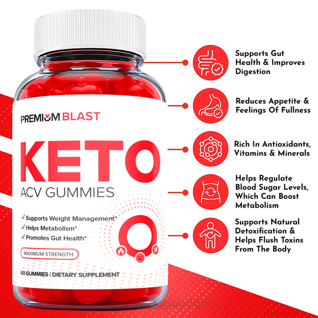 (1 Pack) Premium Blast Keto ACV Gummies - Supplement for Weight Loss - Energy & Focus Boosting Dietary Supplements for Weight Management & Metabolism - Fat Burn - 60 Gummies