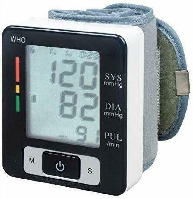 Healthpro Wrist Cuff Blood Pressure Monitor W/ Case, Memory Bank 60 Readings