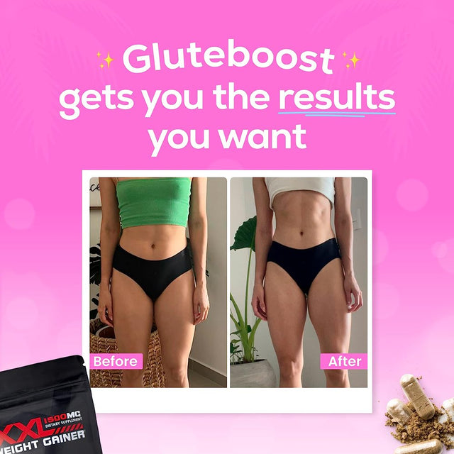 Gluteboost Thickfix XXL (1500Mg) - Curve & Muscle Builder for Women - Natural Weight Gainer & Protein Support - Weight Gain Pills and Curve Enhancing Supplement -Protein Powder Capsule - 1 Month