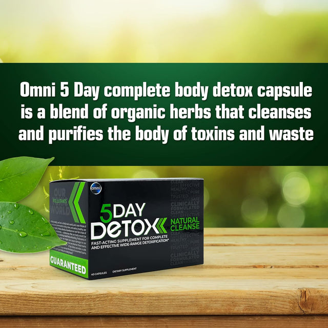 Wellgenix Omni 5 Day Detox Cleanse - Premium Natural Body Detox Supplement, 40 Toxin Removal Capsules, Total Body Purge, Supports Healthy Liver, Kidneys, Urinary Tract, & Digestive System (2 Pack)