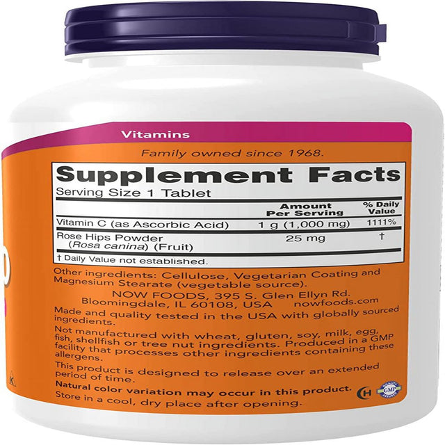 NOW Supplements, Vitamin C-1,000 with Rose Hips, Sustained Release, Antioxidant Protection*, 250 Tablets