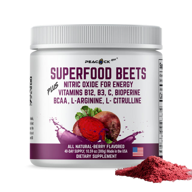 Superfood BEETS + Nitric Oxide Vitamins B12 B3 C Bioperine BCAA L Arginine L-Citrulline W