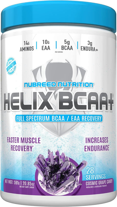 Helix BCAA+ | Cosmic Grape Candy | 10G BCAA/EAA | Full Spectrum Post Workout Amino Acid for Muscle Recovery | plus Electrolytes for Hydration | Great for Men & Women | 28 Servings