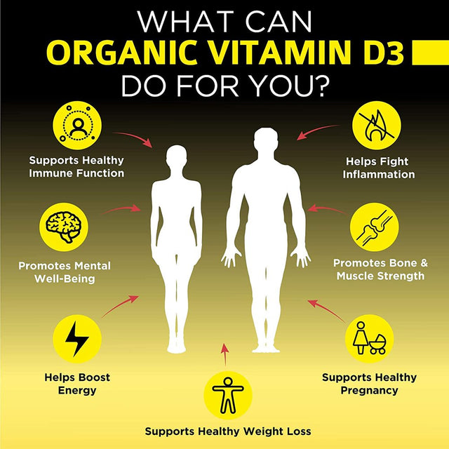 Organic Vitamin D3 5000 IU - 100% Vegan High-Potency Immune Support by Omnibiotics - 90 Tablets