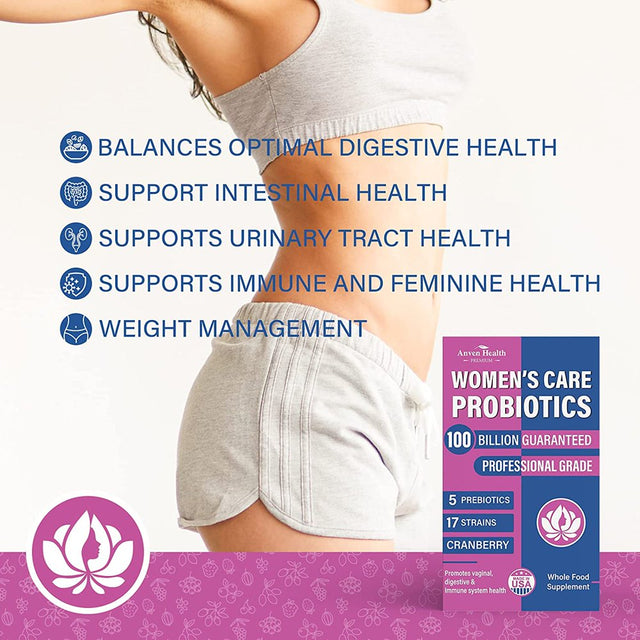 Probiotics for Women - Women'S Probiotics Supplements with Organic Prebiotics & Cranberry to Help Maintain Yeast Balance, Digestive Immune Vaginal | Raw Probiotics 100 Billion CFU 17 Strains; 60 Caps