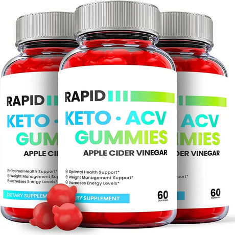 (3 Pack) Rapid Keto ACV Gummies - Supplement for Weight Loss - Energy & Focus Boosting Dietary Supplements for Weight Management & Metabolism - Fat Burn - 180 Gummies