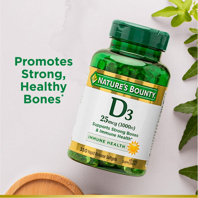 Nature’S Bounty Vitamin D3 1000 IU Softgels for Bone & Immune Support, 350 Ct