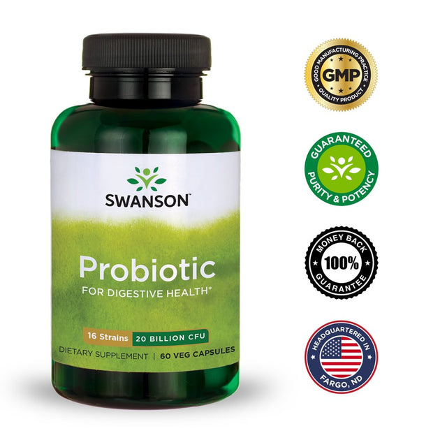 Swanson Probiotic for Digestive Health 20 Billion Cfu 60 Veg Caps 2 Pack