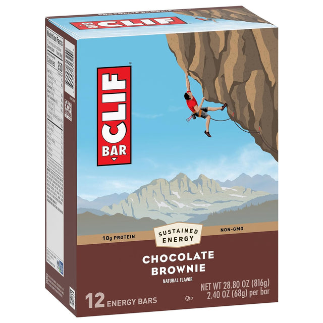 CLIF BAR - Chocolate Brownie Flavor - Made with Organic Oats - 10G Protein - Non-Gmo - Plant Based - Energy Bars - 2.4 Oz. (12 Pack)