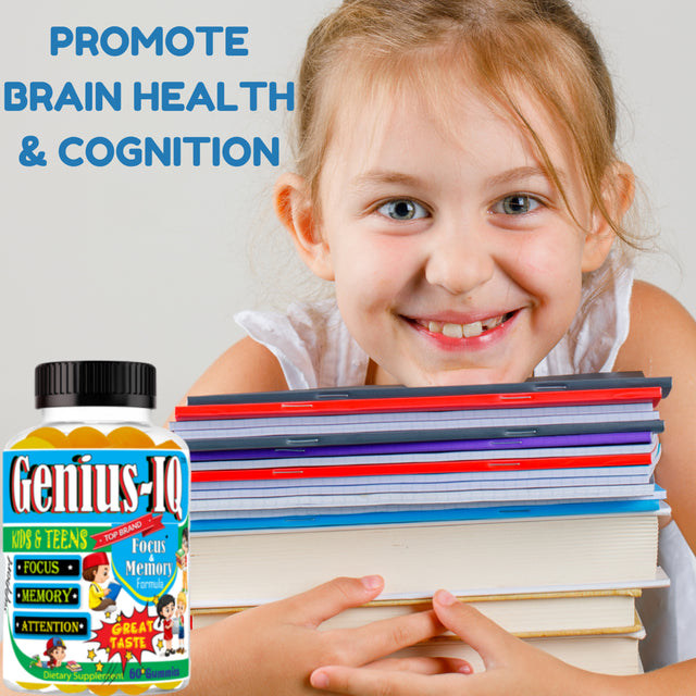 Genius-Iq Kids Brain Focus Memory Support Supplement, Focus Gummies for Kids & Teens 60 Count