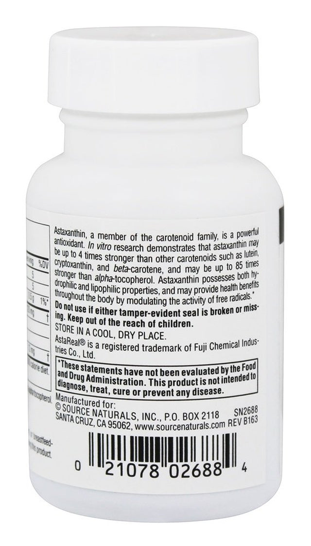 Source Naturals - Astaxanthin Antioxidant Carotenoid 12 Mg. - 30 Softgels