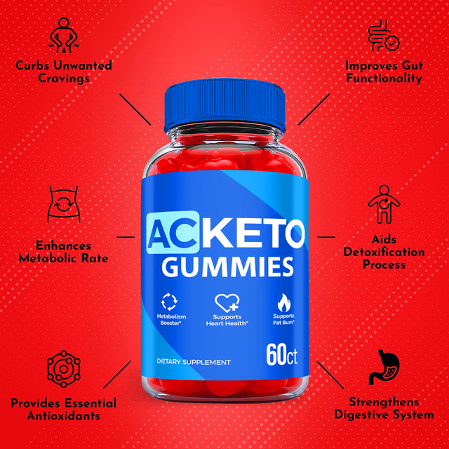 (5 Pack) AC Keto ACV Gummies - Supplement for Weight Loss - Energy & Focus Boosting Dietary Supplements for Weight Management & Metabolism - Fat Burn - 300 Gummies