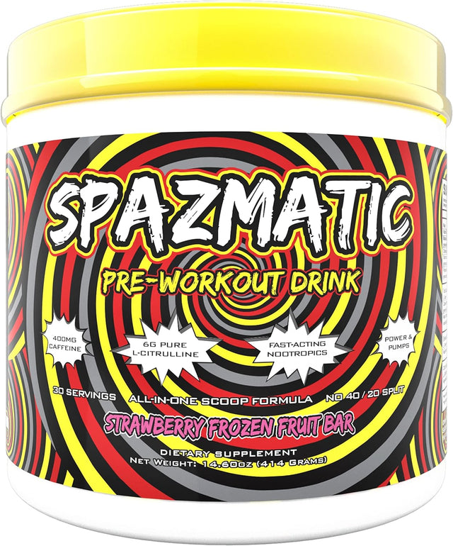 Spazmatic Pre-Workout Powder - 400Mgs Caffeine - 6 Grams Pure Citrulline for Muscle Pumps- Fast Acting Focus - 30 Full Servings - All-In-1-Scoop Formula