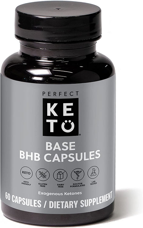 Perfect Keto BHB Exogenous Keto Capsules | Keto Pills for Ketogenic Diet Best to Support Weight Management & Energy, Focus and Ketosis Beta-Hydroxybutyrate BHB Salt Pills, 60 Count (Pack of 1)