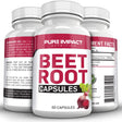 Pure Impact Nutrition Beet Root Capsules Nitric Oxide | Non-Gmo Beet Root Extract 1000Mg Beet Supplement | 60 Beet Capsules | Beetroot Supplement Capsules