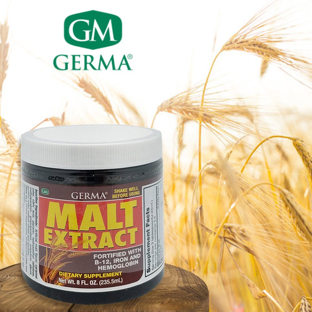 Germa Malt Extract. Dietary Supplement. Fortified with Vitamin B12, Iron and Hemoglobin. Improves Mental Health, with Antioxidants. 8 Fl.Oz. Pack of 3