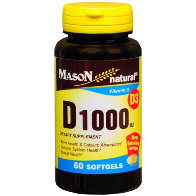 Mason Natural D1000 IU Vitamin D, 60 Softgels, 4 Pack