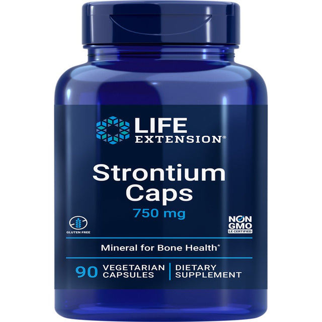 Life Extension Strontium Caps, 750 Mg - Bone Health Support Supplement - Gluten-Free, Non-Gmo - 90 Vegetarian Capsules