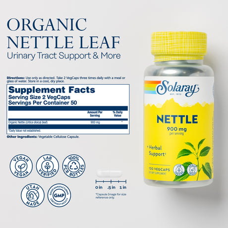 Solaray Nettle Leaves Supplement, 450 Mg | 100 Count