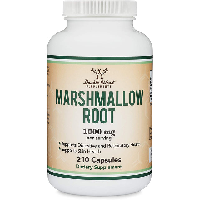 Marshmallow Root Capsules (210 Count, 1,000Mg per Serving) High in Mucilage to Support Respiratory, Skin and Gut Repair (Vegan Safe, Non-Gmo, Gluten Free, Made in the USA) by Double Wood Supplements