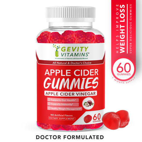 Gevity Vitamins Apple Cider Vinegar Gummies, 60 Gummies, Dietary Supplements