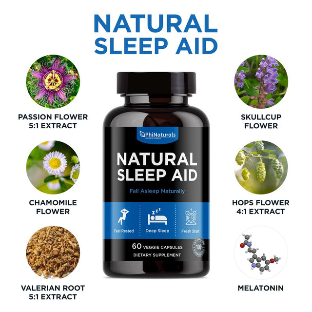 Natural Sleep Aid (Pack of 2) Capsules Supplement by Phi Naturals