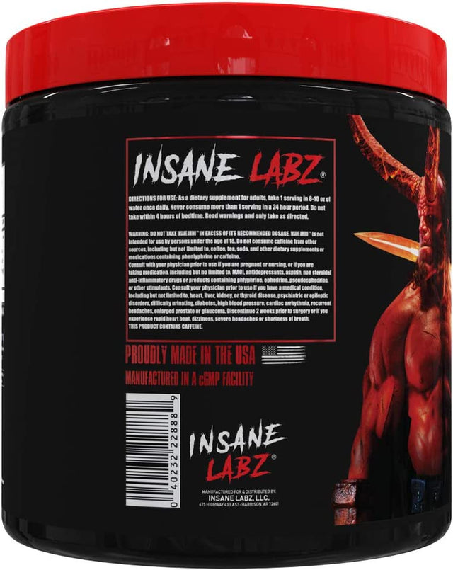 Insane Labz Insane Amino Hellboy Edition, BCAA with Energy Focus Muscle Recovery, Intra Workout Powder, 2 1 1 Branched Chain Amino Acid Powder, 30 Srvgs, Lemonade