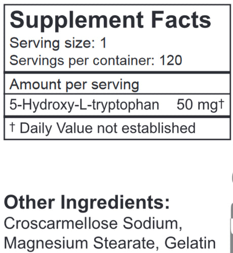 Lifelink'S 5-HTP (5-Hydroxy-L-Tryptophan) | 50 Mg X 120 Caps | Precursor to Serotonin | Mood, Sleep, Libido, Appetite | Gluten Free & Non-Gmo | Made in the USA