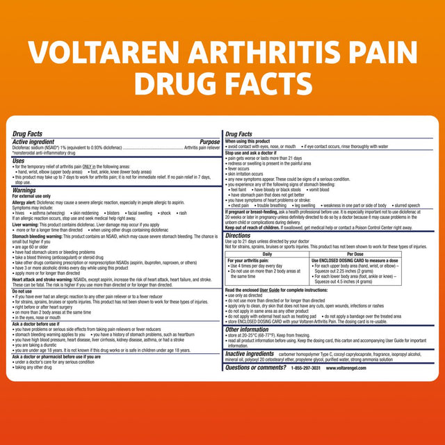 Voltaren Topical Arthritis Medicine Gel Pain Reliever for Arthritis, 1.7 Oz