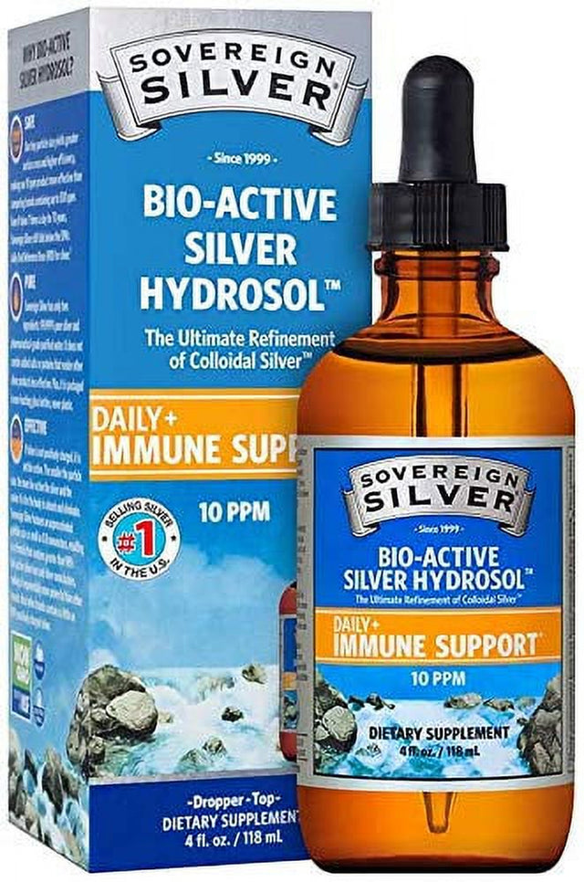 Sovereign Silver Bio-Active Silver Hydrosol for Immune Support - 10 Ppm, 4Oz (236Ml) Dropper plus 2Oz First Aid Gel - Homeopathic Medicine - plus Stress Bal