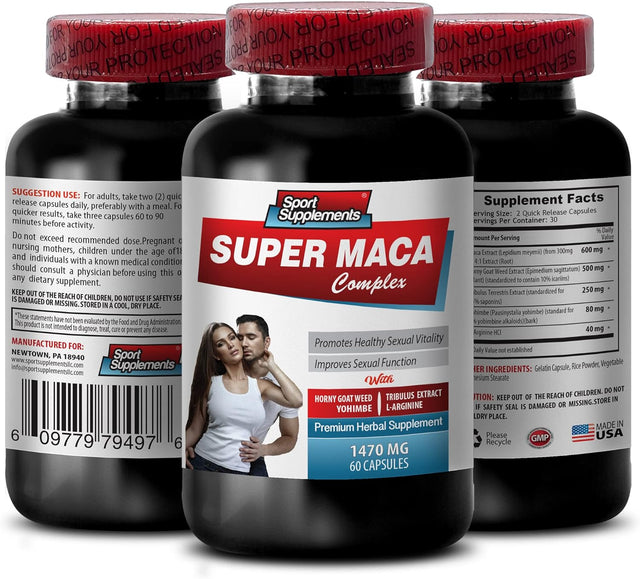 Libido Booster Extra Strength - SUPER MACA COMPLEX - PREMIUM HERBAL SUPPLEMENTS - L-Arginine and Maca, Horny Goat Weed, Tribulus Terrestris, Sexual Enhancement Pills, Libido Booster Pills, 3B 180 Caps