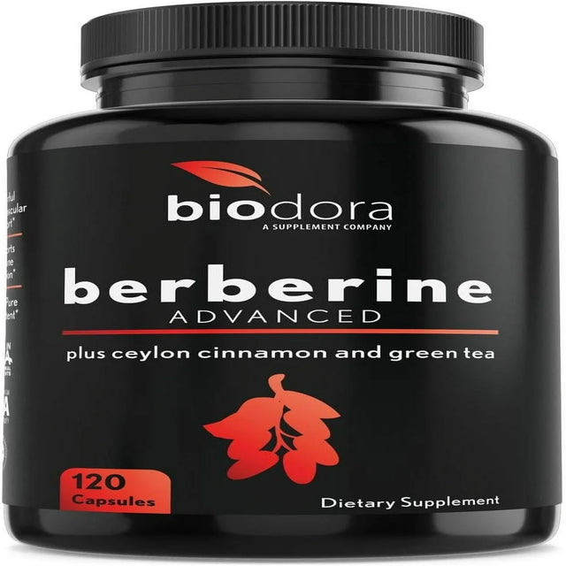 Biodora Berberine Advanced plus with 1200Mg Berberine - 100Mg Ceylon Cinnamon and 100Mg Green Tea Extract-1400Mg -120 Capsules