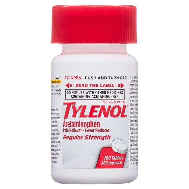 Tylenol Regular Strength Tablets with 325 Mg Acetaminophen, 100Ct