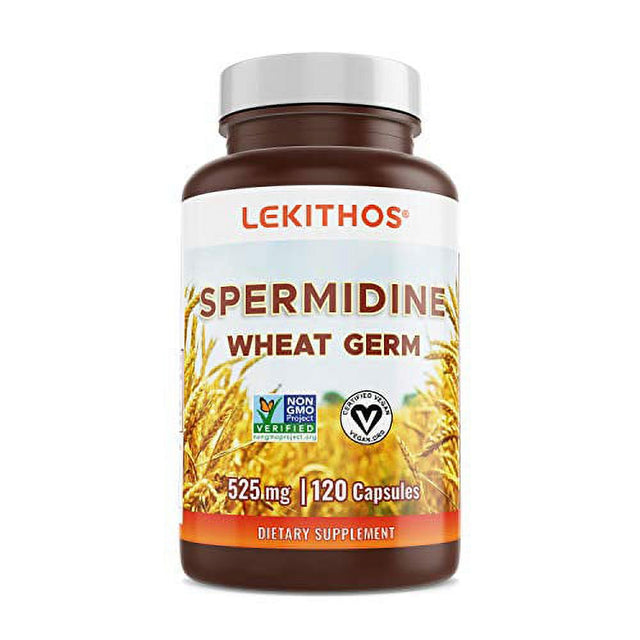 Lekithos® Spermidine Wheat Germ Capsules - 120 Capsules - Organic Wheat Germ Supplement, Non-Gmo Project Verified, Certified Vegan