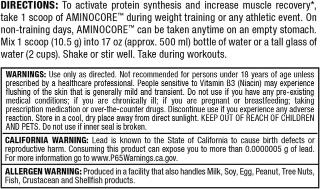 ALLMAX AMINOCORE BCAA, Watermelon - 315 G Powder - 8.18 Grams of Bcaas per Serving - with B Vitamins - No Fillers or Non-Bcaa Aminos - Sugar Free - 30 Servings