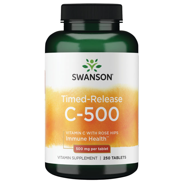 Swanson Timed-Release Vitamin C with Rose Hips Tablets, 500 Mg, 250 Count