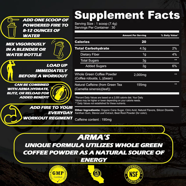 Sport FIRE - Pre Workout for Stamina, Energy, & Focus - Patented Formula with 190Mg of Green Bean Coffee Caffeine - for Cognitive Function & Focus - up to 6 Hours of Pure Energy - Orange Crush