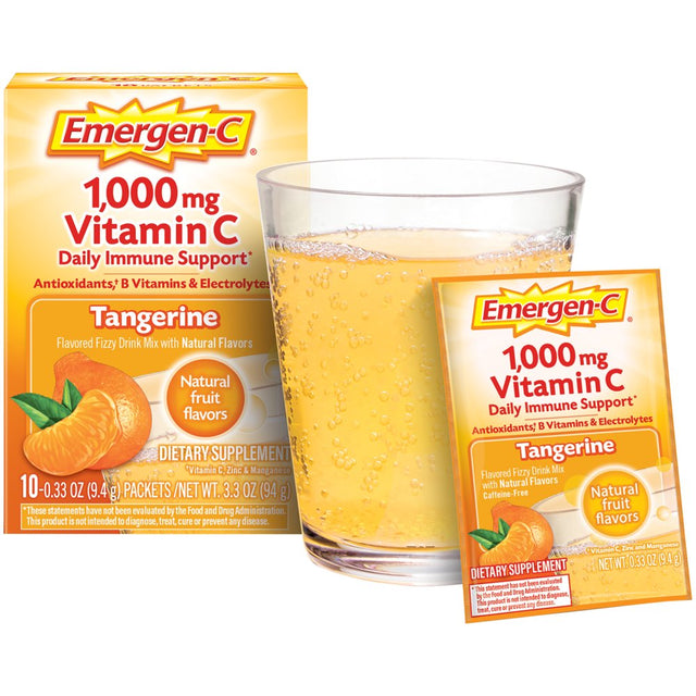 Emergen-C Daily Immune Support Vitamin C Supplement Powder, Tangerine, 10 Ct