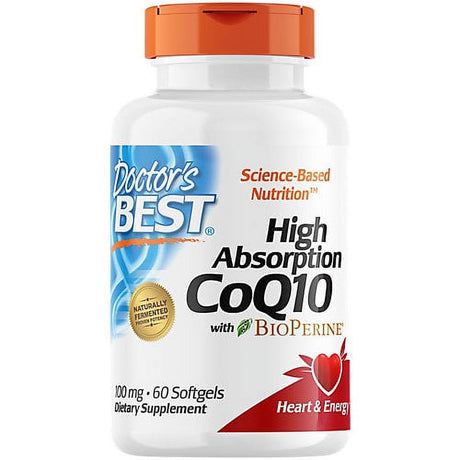 Doctor'S Best High Absorption Coq10 with Bioperine, Gluten Free, Naturally Fermented, Heart Health and Energy Production, 100 Mg, 60 Softgels