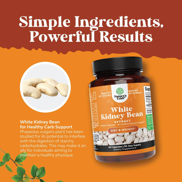 White Kidney Bean Energy Booster - White Kidney Bean Extract Natural Energy Supplement and AMPK Activator Antioxidant Capsules - Dietary Fiber Natural Preworkout Supplement for Men and Women