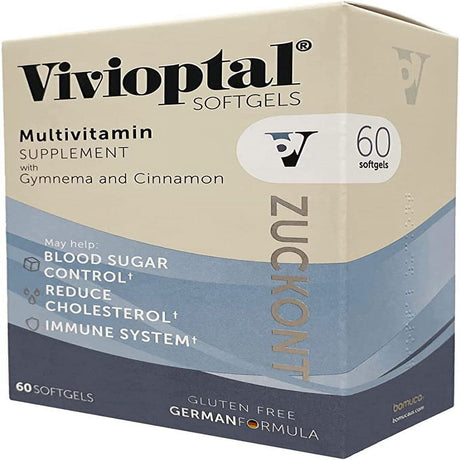 Vivioptal Zuckont Capsules - Multivitamin and Multimineral Supplement with Gym and Cinnamon 60 Soft Gels - Vivioptal Zuckont Cápsulas - Complemento Multivitamínico Y Multimineral Canel 60 Capsulas