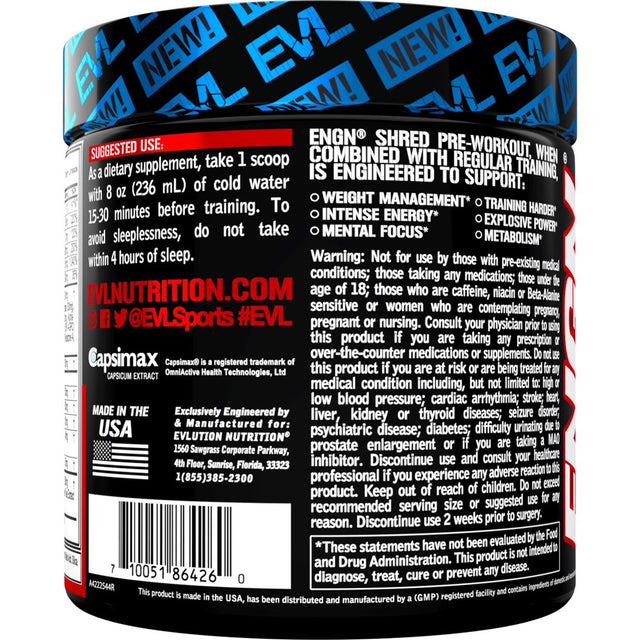 Pre Workout Powder for Weight Loss - ENGN Shred Thermogenic Fat Burner Formula for Women & Men - Creatine-Free Pre Workout Supplement 30 Servings (Cherry Limeade)