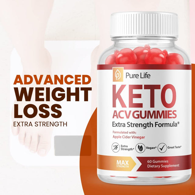 (3 Pack) Pure Life Keto ACV Gummies - Supplement for Weight Loss - Energy & Focus Boosting Dietary Supplements for Weight Management & Metabolism - Fat Burn - 180 Gummies